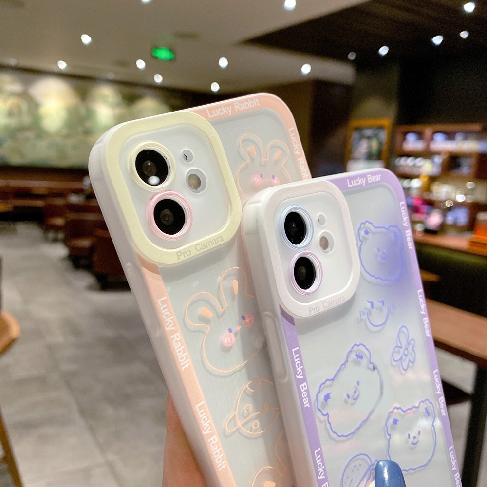 Soft Case TPU Shockproof Motif Kartun Beruang Untuk iPhone 13 Pro Max 11 12 Pro X XS Max 7 8 Plus SE 2020