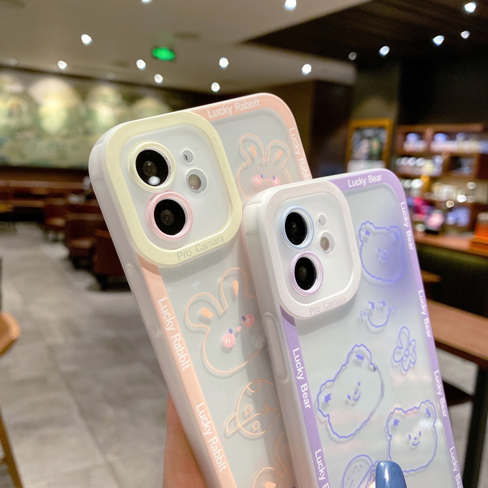 Soft Case TPU Shockproof Motif Kartun Beruang Untuk iPhone 13 Pro Max 11 12 Pro X XS Max 7 8 Plus SE 2020