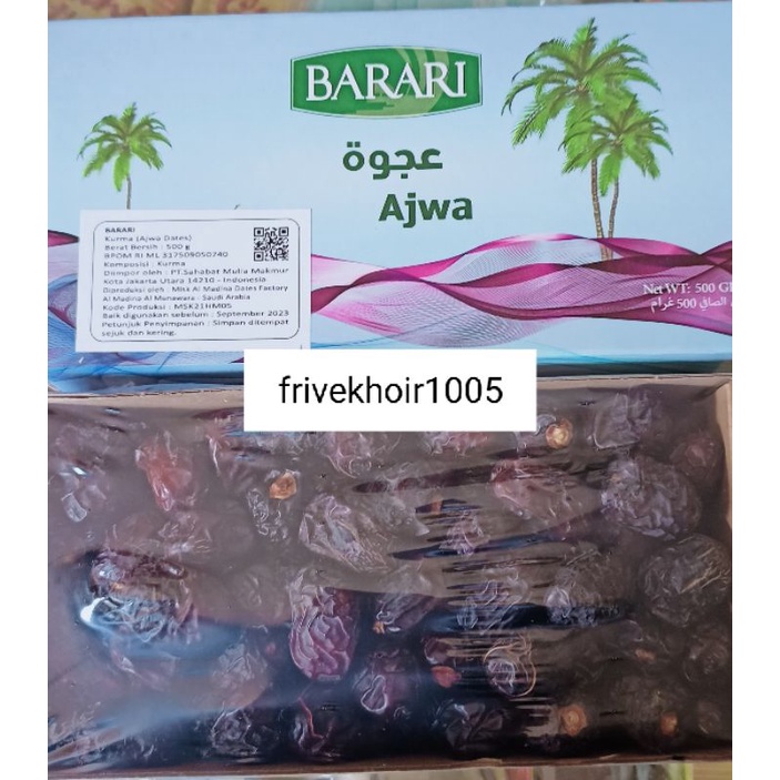 

kurma Ajwa (kurma Nabi) 500g 100% original, kurma Barari Ajwa 500g Original