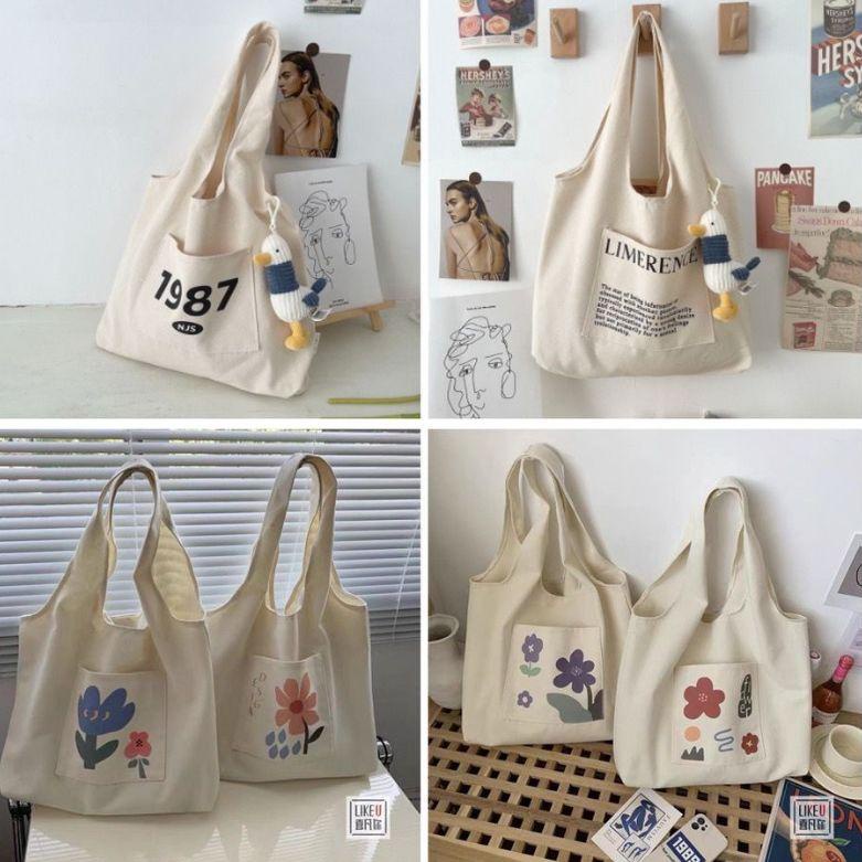 Hot Deal.. Totebag Resleting Kuliah Kerja Lucu Murah / Totbag Tootbag Tas Tote Vintage korean style 