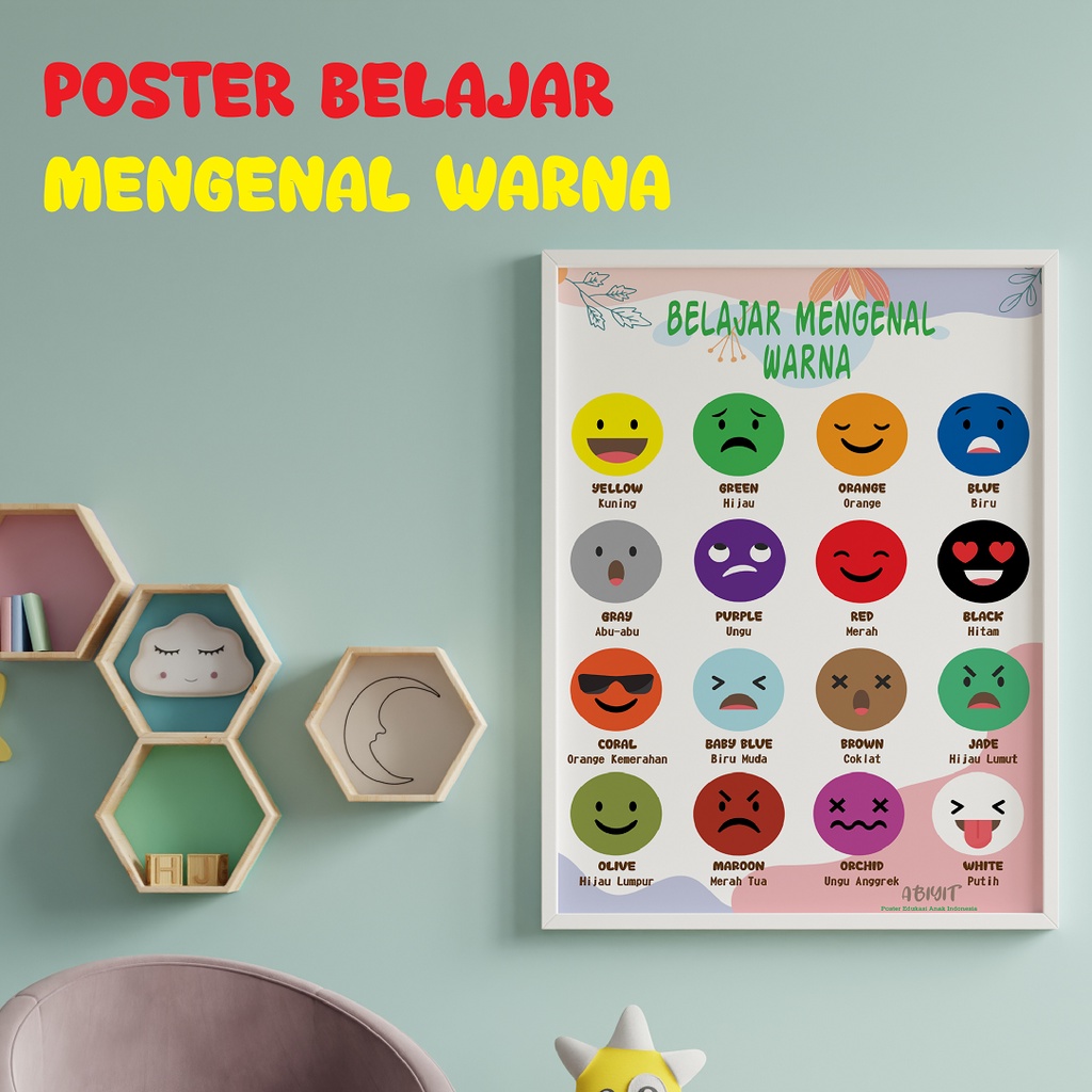 𝐖𝐈𝐏𝐄 𝐂𝐋𝐄𝐀𝐍 POSTER EDUKASI ANAK TK PLAYGROUND PAUD -  BELAJAR MENGENAL WARNA DASAR