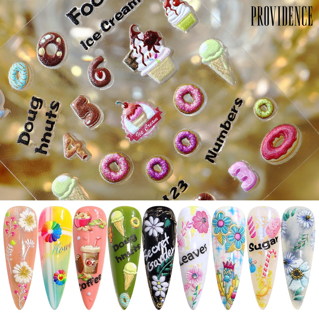 Providence 6Pcs/Set Nail Sticker Engraved 5D Ultra Thin Chocolate Embossed Sticker New Year Nail Art Decals for Manicure