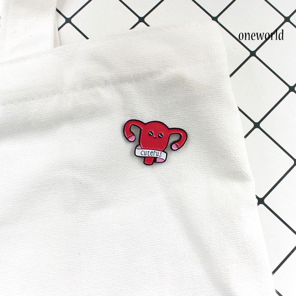 OW@ Cartoon Uterus Shape Enamel Brooch Pin Clothing Jeans Jacket Badge Breast Pin Decor