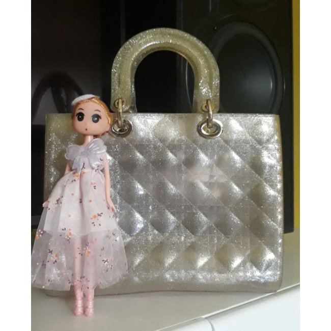 SALE Tas jelly gliter silver