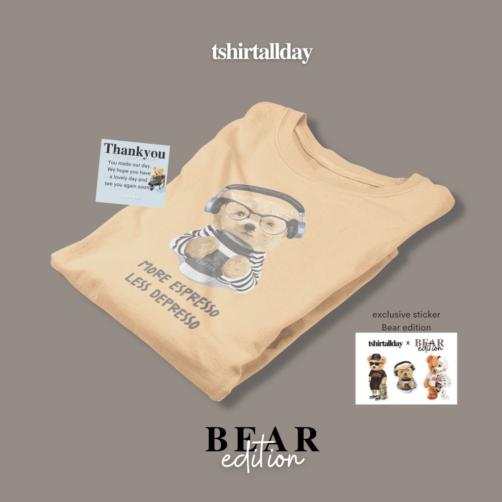 Tshirtallday Kaos Premium Unisex Pria &amp; Wanita bisa Oversize 100% Cotton Combed BEAR