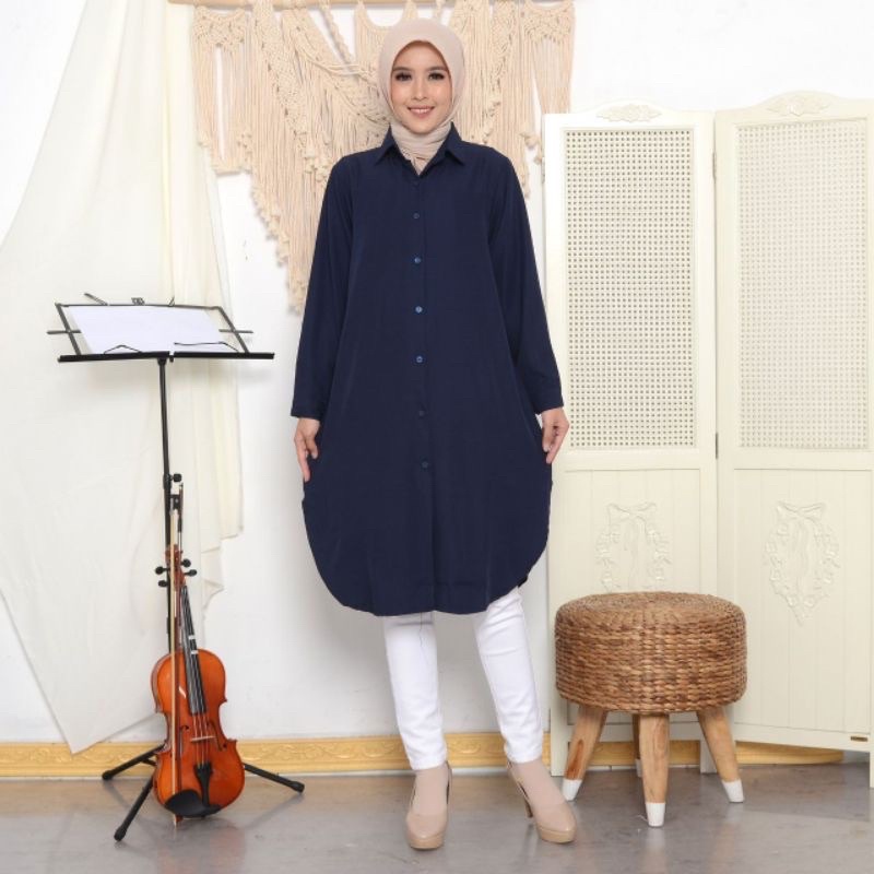 BEAUTY LONG TUNIK KEMEJA JUMBO XXXXXL ATASAN MUSLIM LD120-140 SHAKILA PREMIUM POLOS