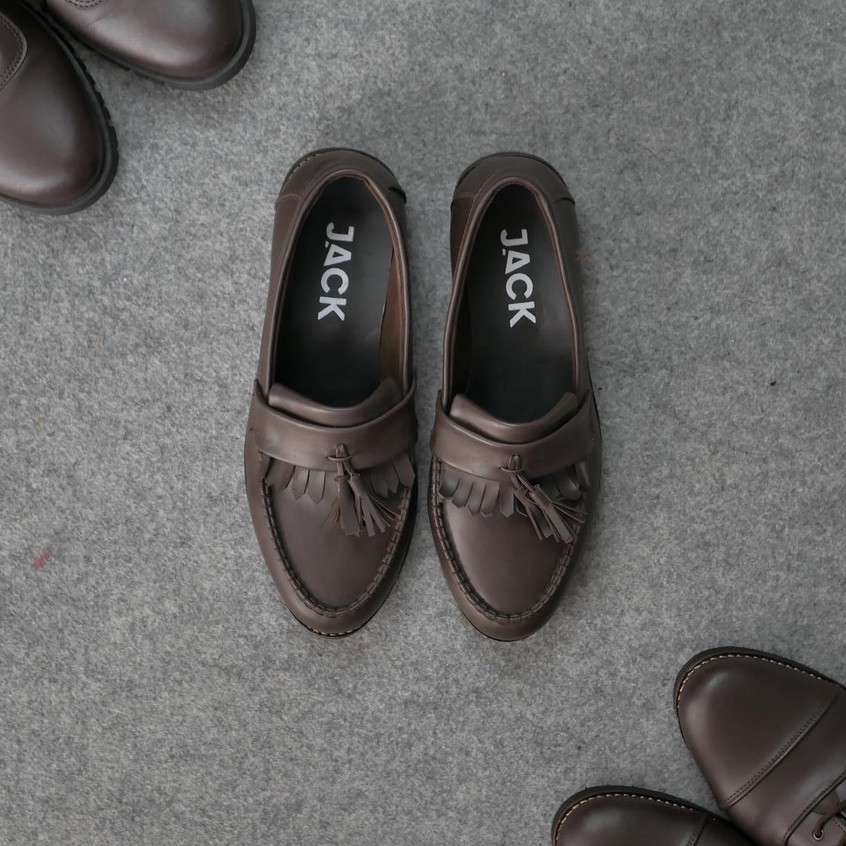 Aaron Brown | Sepatu Coklat Tanpa Tali Loafers Pria Casual Kerja Formal Kantor Laki | FORIND x JACK