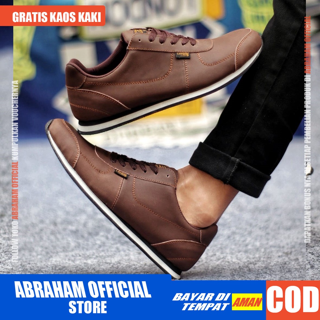 ABRHM MORLEY Sepatu Casual Sneakers Pria Sepatu Pria Casual Sneaker Kulit Asli Sepatu Cowok/Cowo Sepatu Kasual Semi Formal Kerja Running Kuliah Gaya Santai Keren Kekinian Original Murah Terlaris