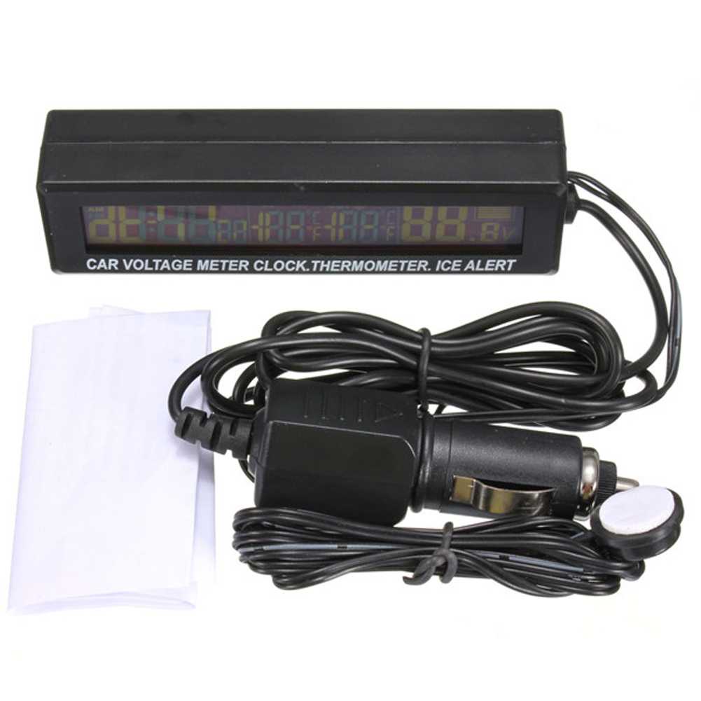 (100% BARANG ORI) Jam Digital LCD Mobil dengan Thermometer + Battery Voltage Monitor