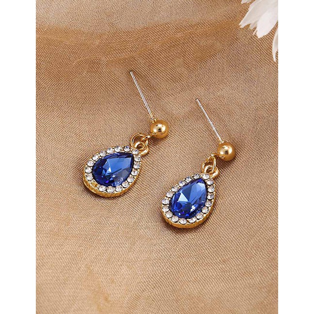 LRC Anting Tusuk Fashion Micro-set Rhinestone Alloy Drop Earrings K34428