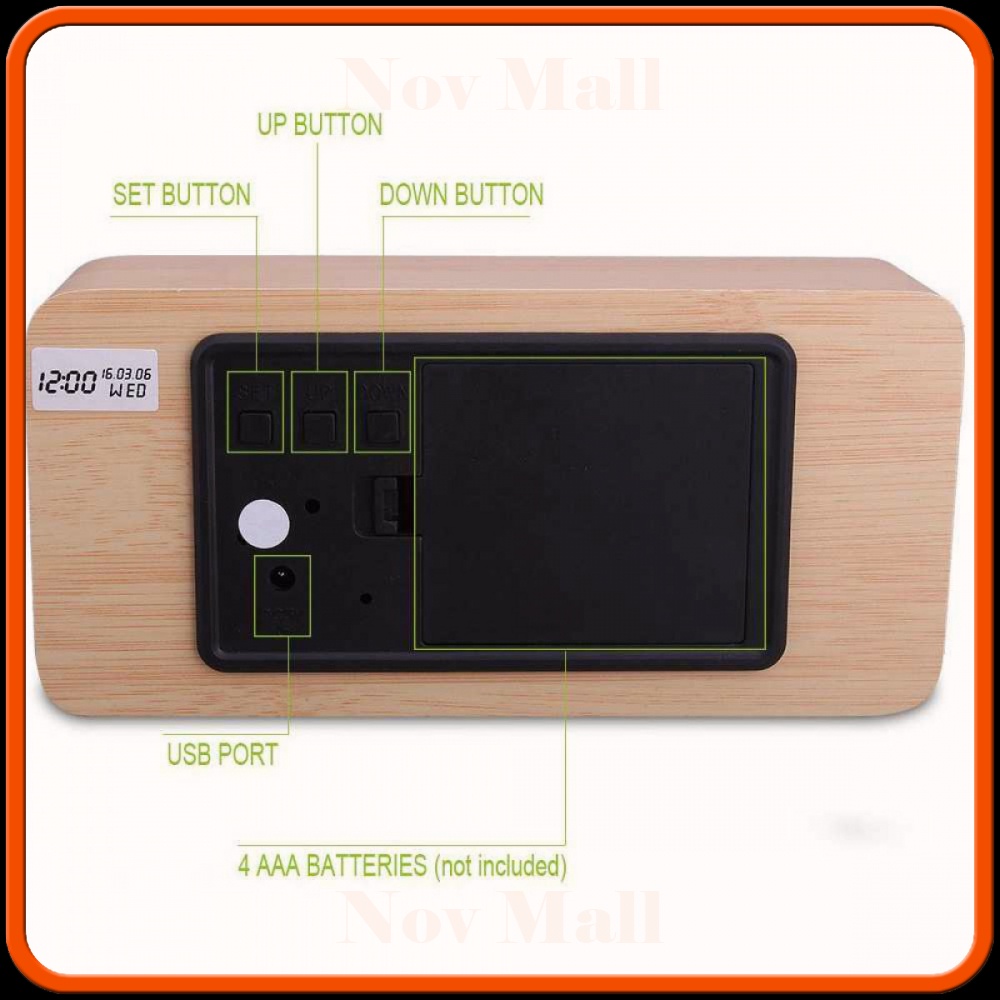 Jam Weker Alarm Motif Kayu Digital Voice Control - TX602