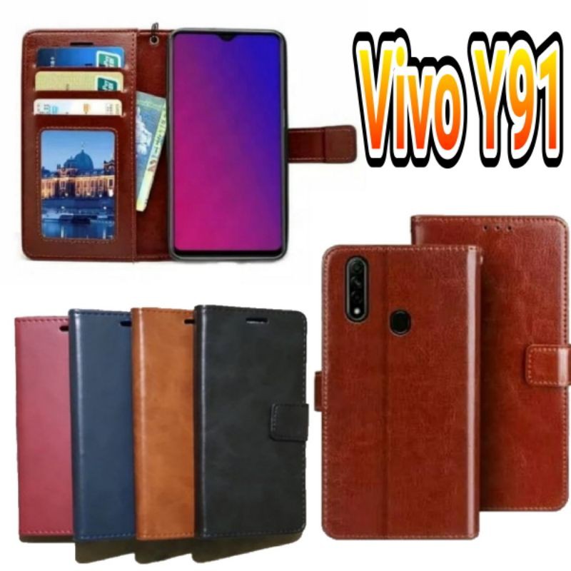 flip case dompet vivo Y91