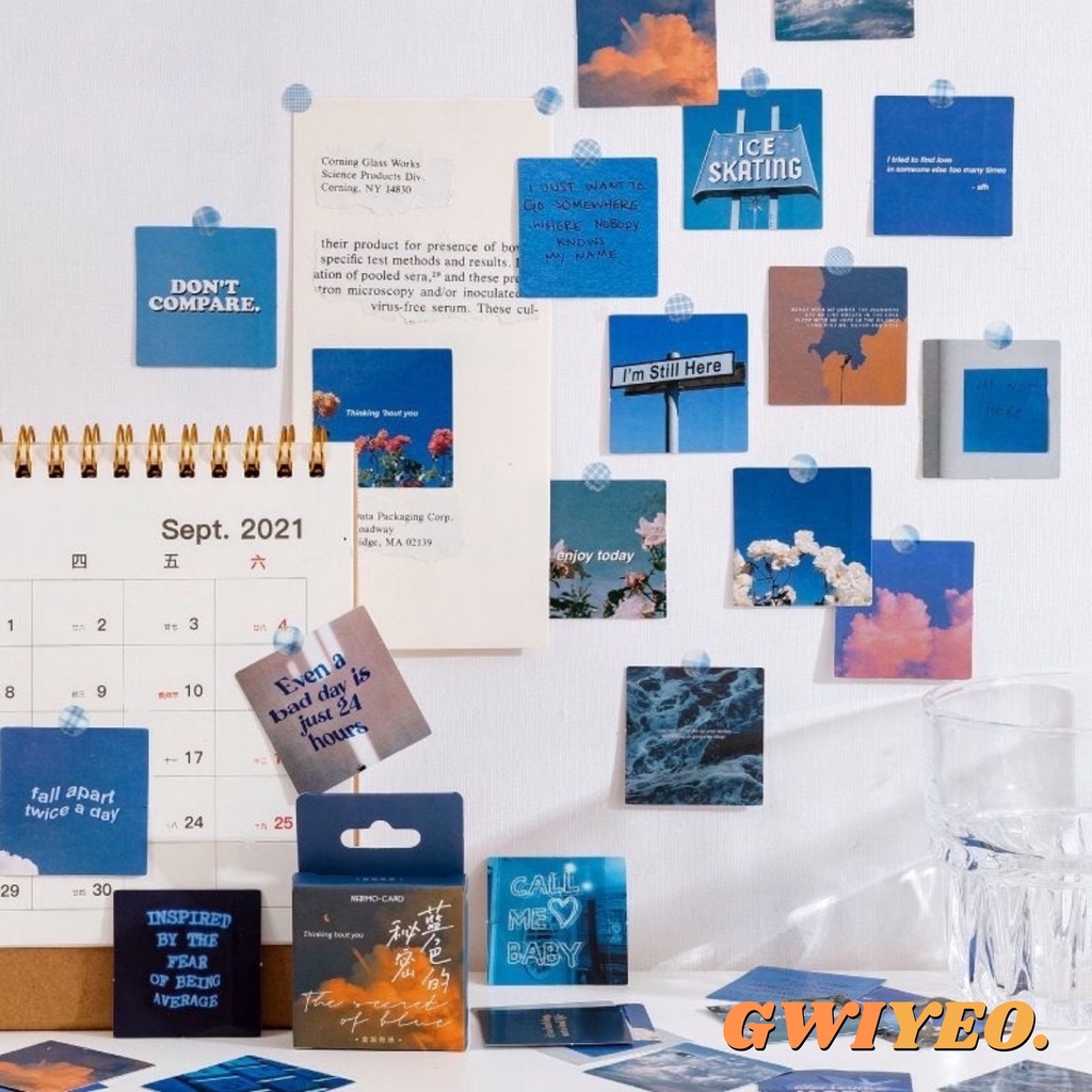 

46 Pcs Blue Tone Sticker / Stiker Pack Korean Style Aesthetic Sunset
