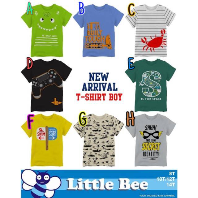Kaos anak laki LITTLE BEE usia 5-11th/ baju kaos anak laki/ baju  anak branded/ bukan kaos oshkosh