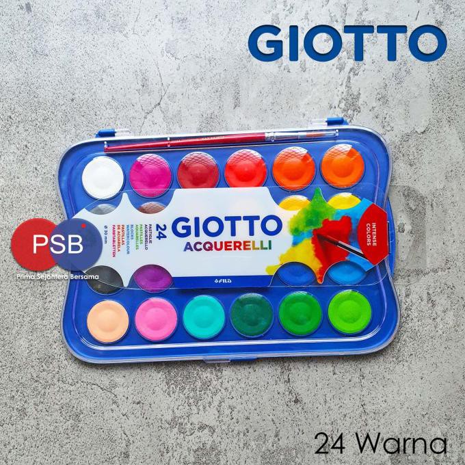 

TERLARIS GIOTTO ACQUERELLI 24 WARNA (WATERCOLOR CAKE / CAT AIR GIOTTO) SET 24 PERALATAN MELUKIS ART