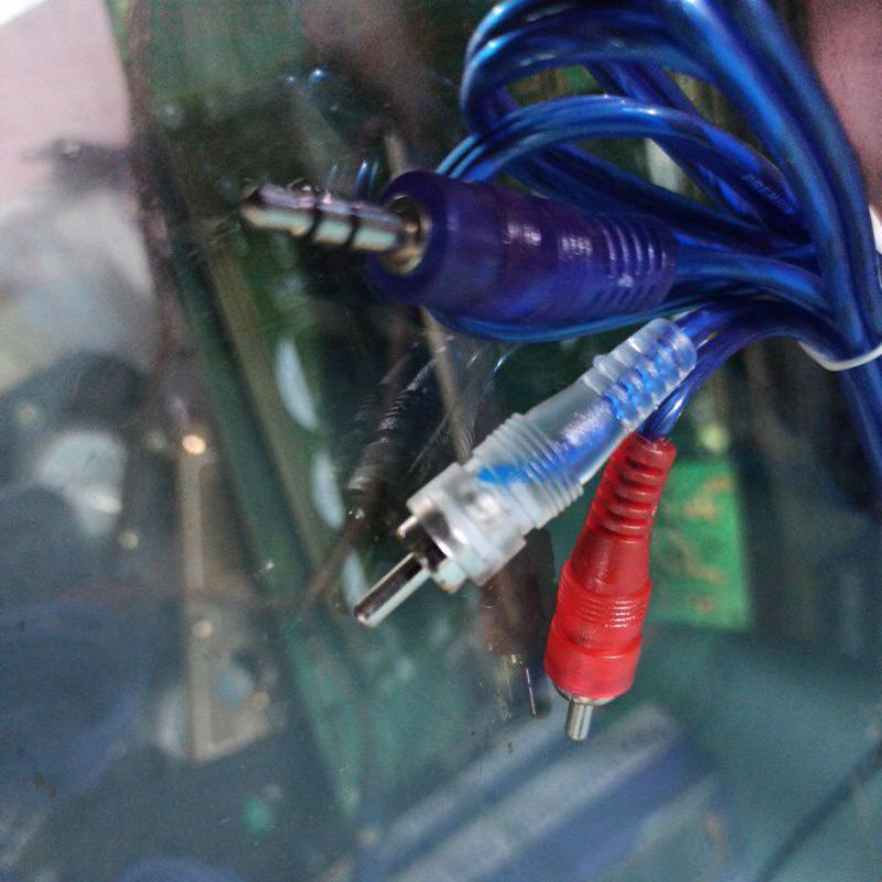 KABEL RCA TO AUX 3,5MM MINI 1,4METER TRANSPARANT BERKUALITAS