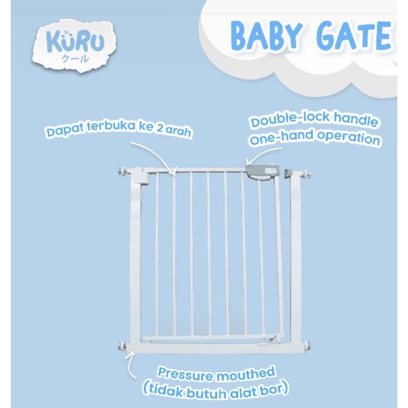 KURU Baby Gate | Pagar Bayi Safety Guard Pintu Pembatas Tangga Tinggi 76cm