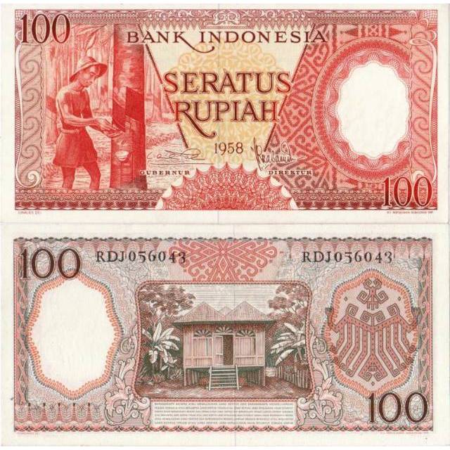 Uang Kuno Lama 100 Rupiah Pekerja Tahun 1958