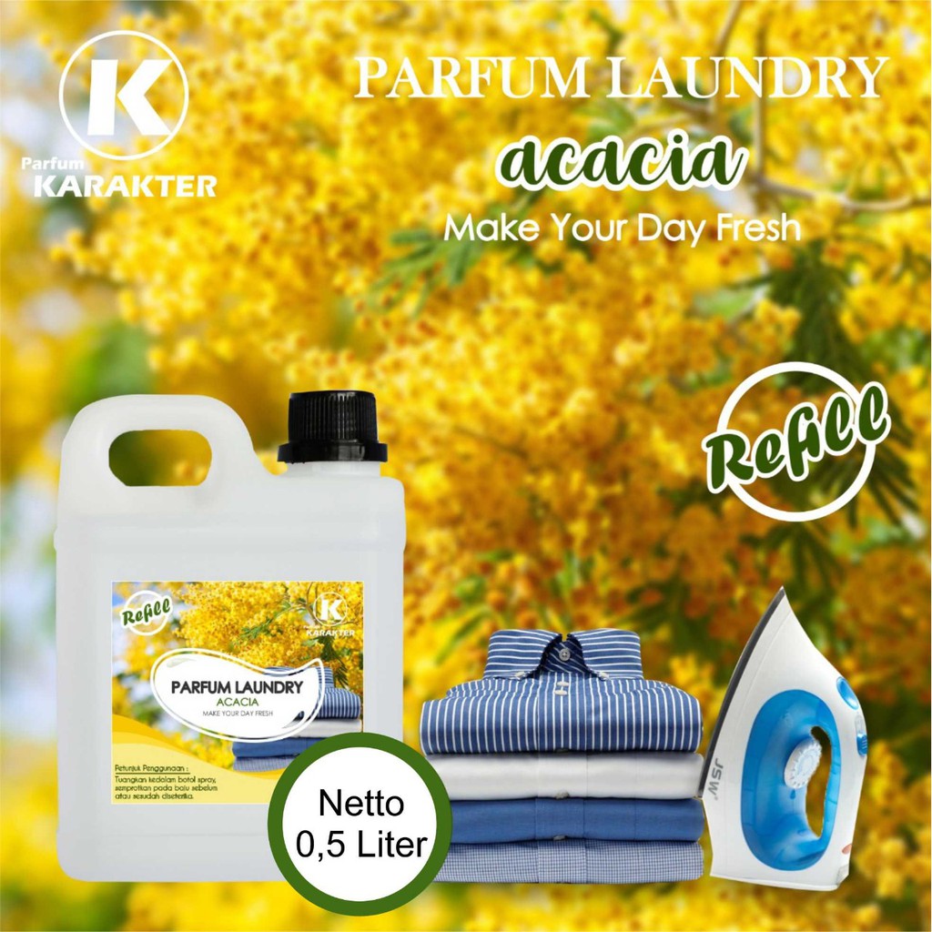 Parfum Laundry Aroma Acasia Wangi &amp; Tahan Lama Kemasan Refil Ukuran 500 ml | Bisa Cod | Terlaris