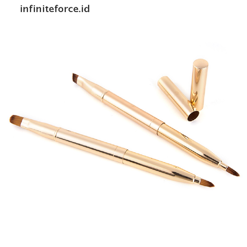 Infiniteforce.id Brush Makeup Retractable Kepala Ganda Untuk Eyeshadow / Eyeliner / Alis / Bibir