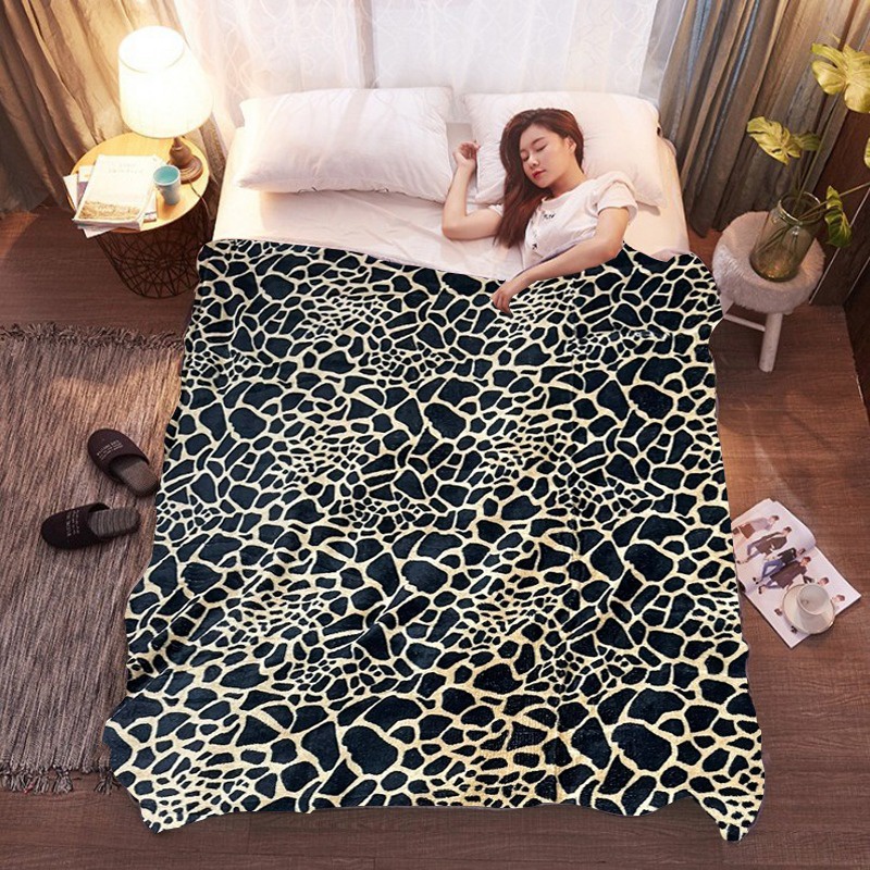 Selimut Bulu Halus Dewasa 150x200 Termurah Terlaris Motif Aesthetic New Arrival-Leopard Black