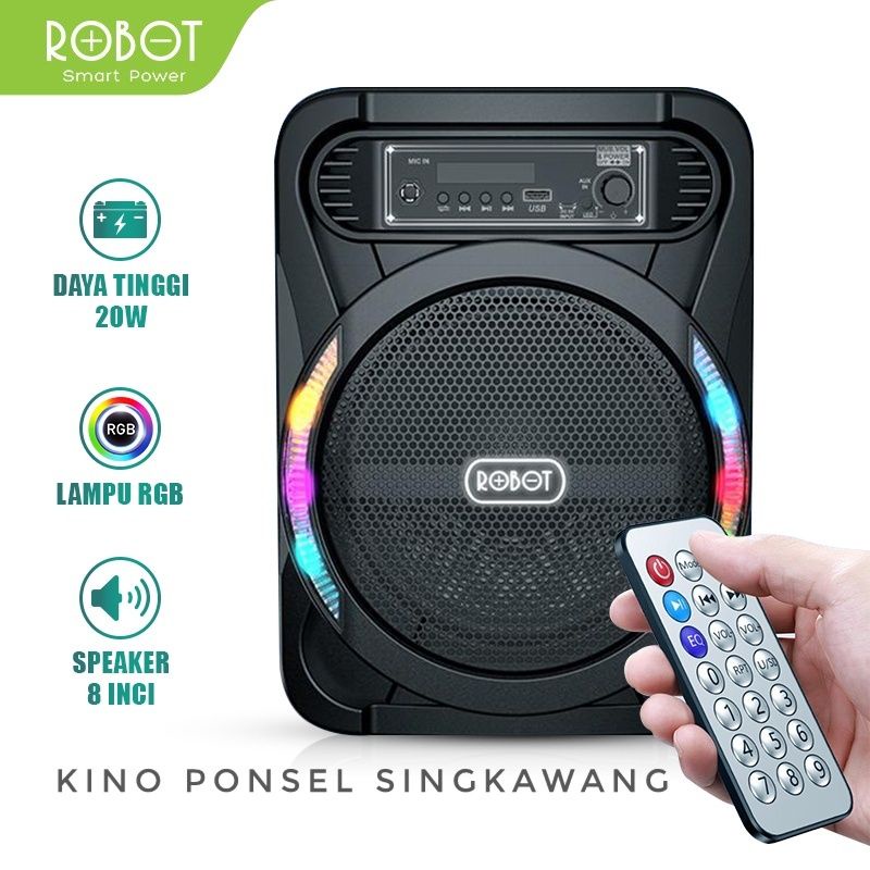 Speaker Bluetooth Karaoke Robot RB450 8 inch Speaker RGB Light With Mic | Wireless Speaker Aktif ORI
