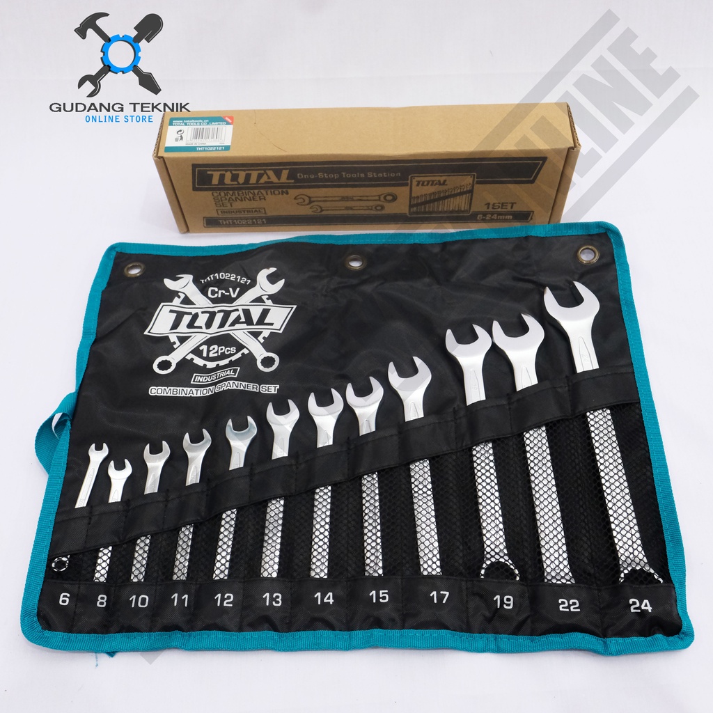 Kunci Pas Ring 1 Set 12pcs 6-24mm TOTAL THT1022121 / Combination Spanner 1 Set 12 Pcs TOTAL