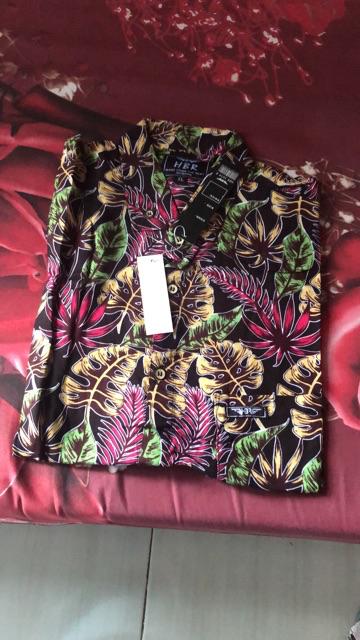 Supplier Kemeja Pria Cowok Casual Lengan Pendek Motif Biru Tua Corak Batik Shell Keren Dan Gaya