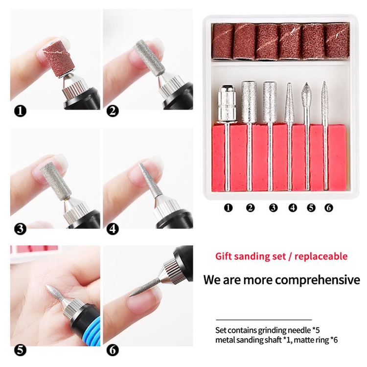 1 Set Mesin Bor Kuku Elektrik Mini Untuk Alat Nail Art Manicure Pedicure Profesional