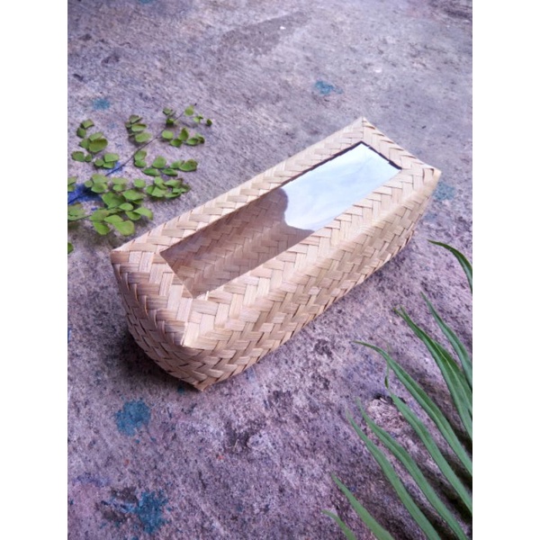 BESEK PERSEGI PANJANG TUTUP MIKA UKURAN 20X10x7cm /besek souvenir besek makan