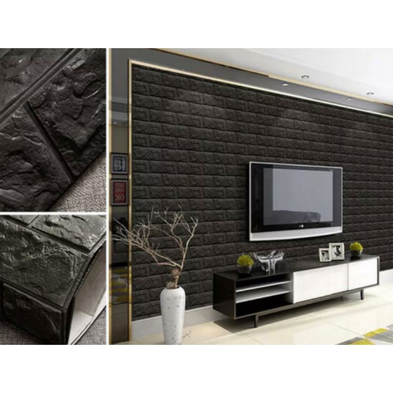 Wallpaper 3D brickfoam bata / wallpaper 3D bata warna