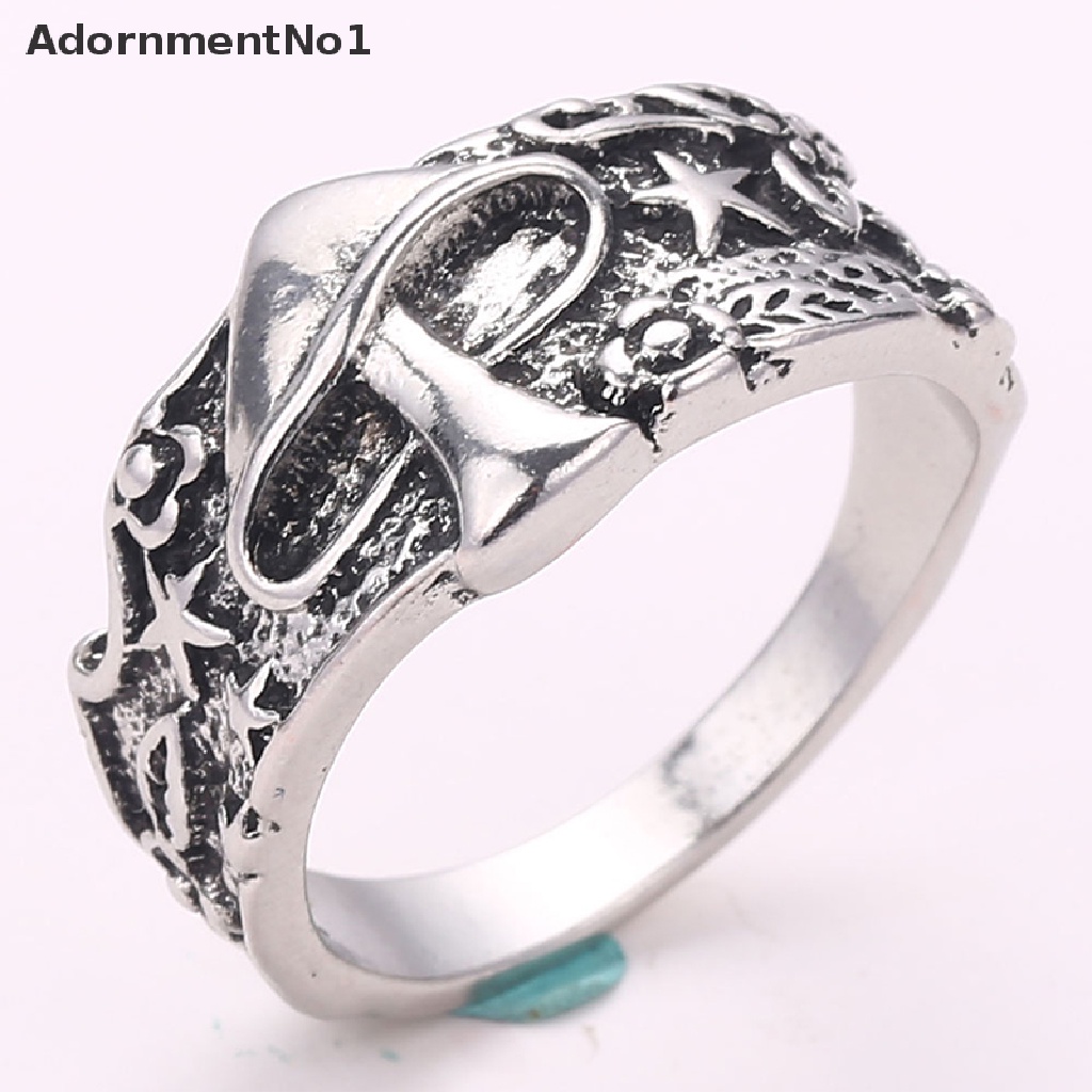 (AdornmentNo1) Cincin Motif Bunga / Bintang Gaya Vintage Retro Untuk Pria / Wanita