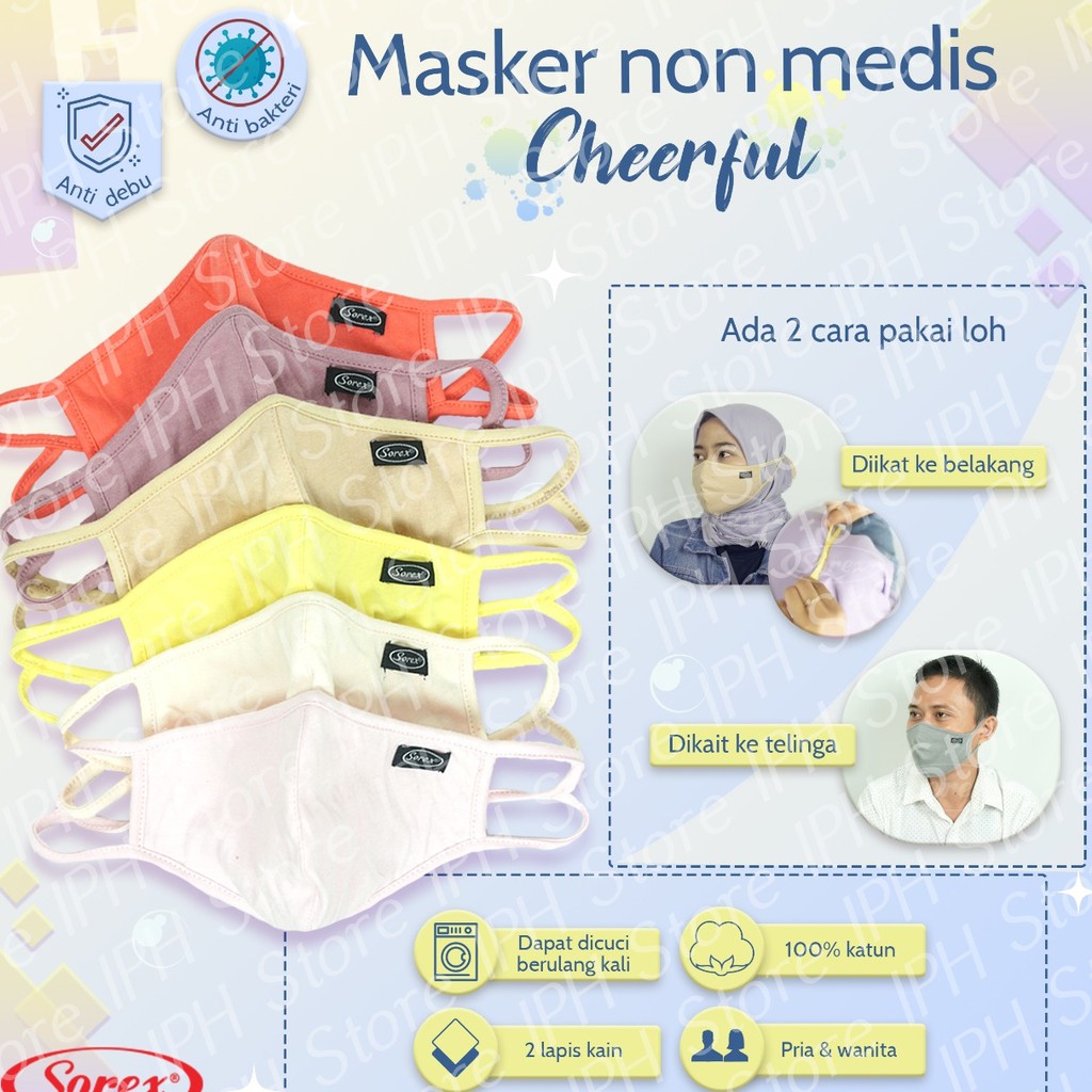 Masker Kain Sorex R11 (Kain 2 Lapis, Unisex, Anti Bakteri, 100% Katun)