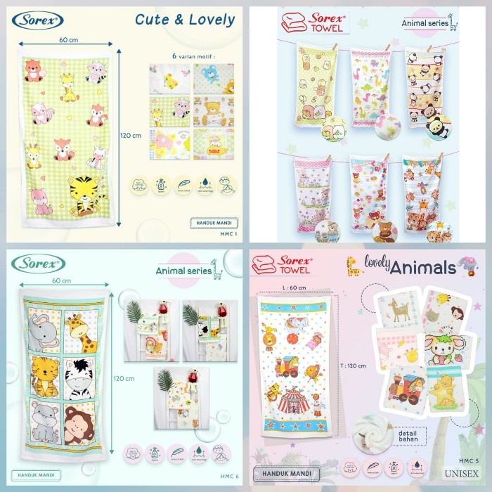 HANDUK MANDI BAYI &amp; ANAK SOREX TOWEL - 100% KATUN SERI HMC