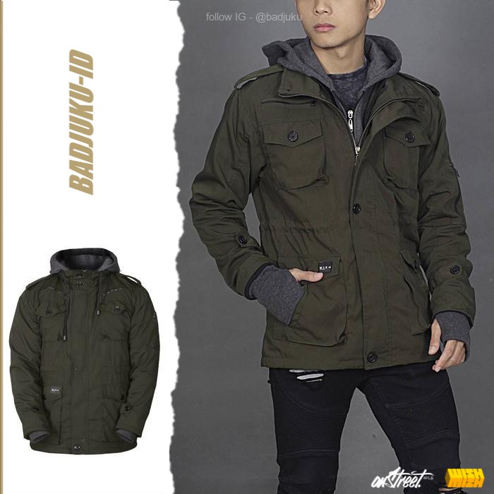 Jaket parka wish original green army/ parka cowok / parka keren