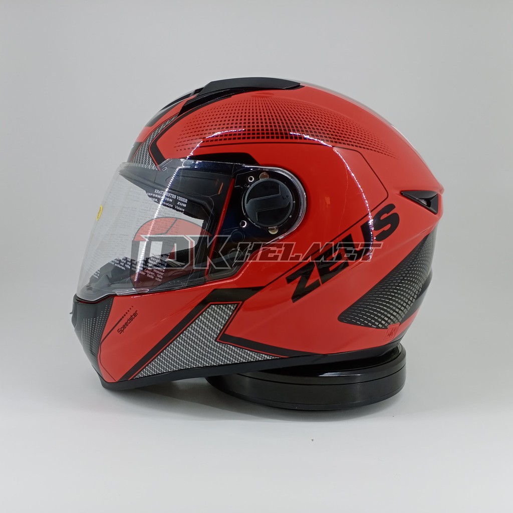 Helm Full Face Zeus Motif ZS 811 Dred AL6 Black Red Free Dark Visor Helm Merah Touring