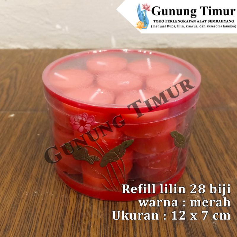 Lilin Merah isi 28 biji durasi 4 jam / Lilin Sembahyang / Lilin 28 biji / Lilin Mangkuk