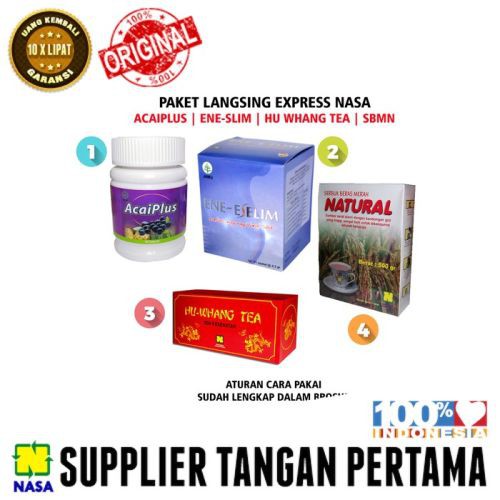 Paket  Pelangsing Express Nasa - Penurun Berat Badan  Acai Plus / Ene-slim / Hu Whang tea / SBMN