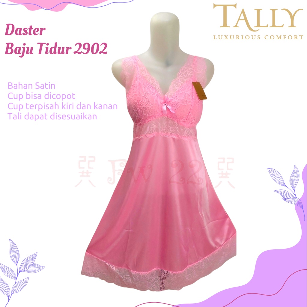 Baju Tidur Wanita Model Daster Tally 2902 Berbahan Satin dengan Motif Polos yang Lembut dan Nyaman