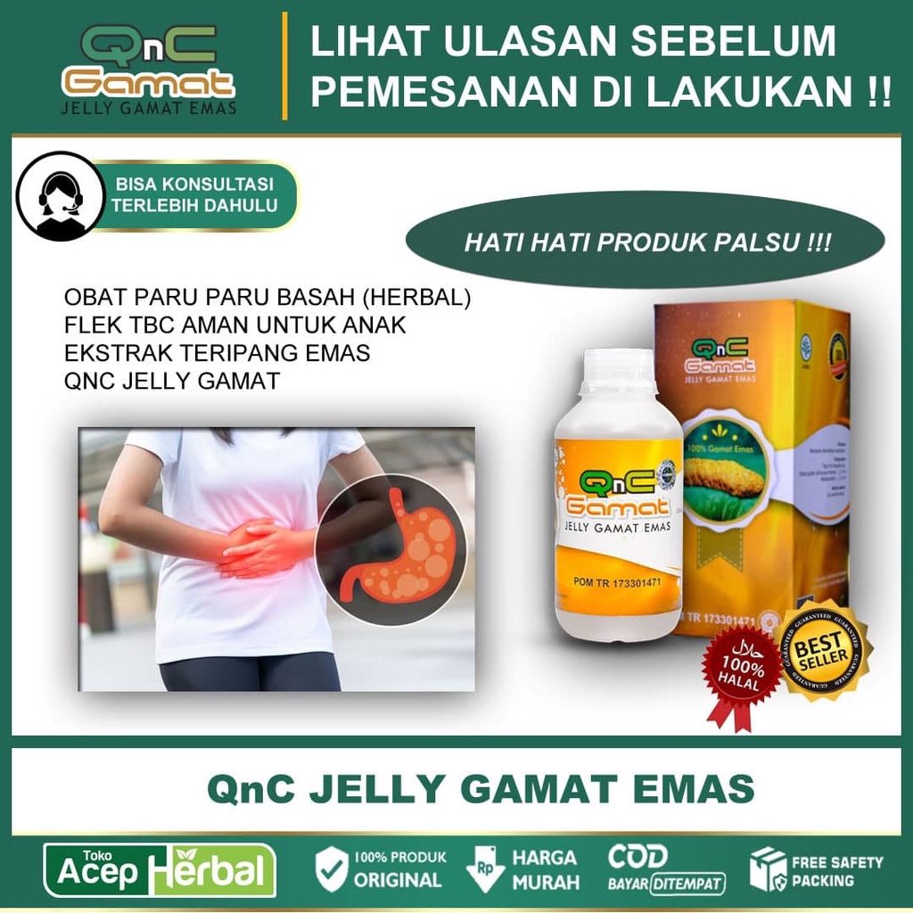OBAT PARU PARU BASAH HERBAL - FLEK TBC Aman Untuk Anak Ekstrak Teripang Emas - QNC JELLY GAMAT