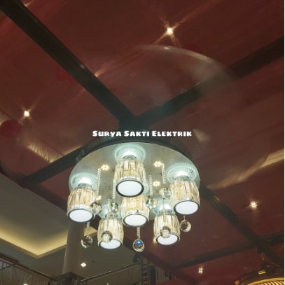 KIPAS HIAS GANTUNG KRISTAL DENGAN LAMPU LED DAN REMOTE KIPAS HIAS RUANG TAMU