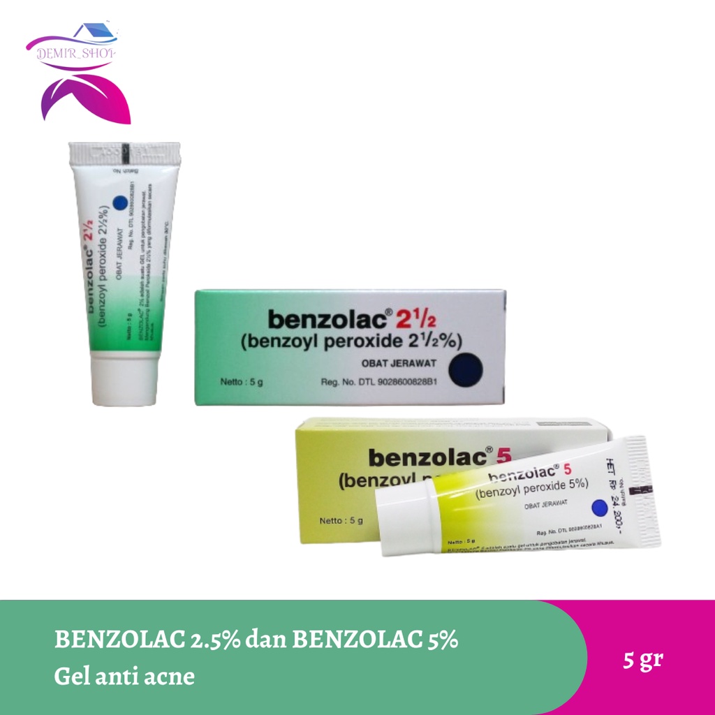 Benzolac 2.5% dan Benzolac 5% Obat Jerawat 5gr / Acne Gel