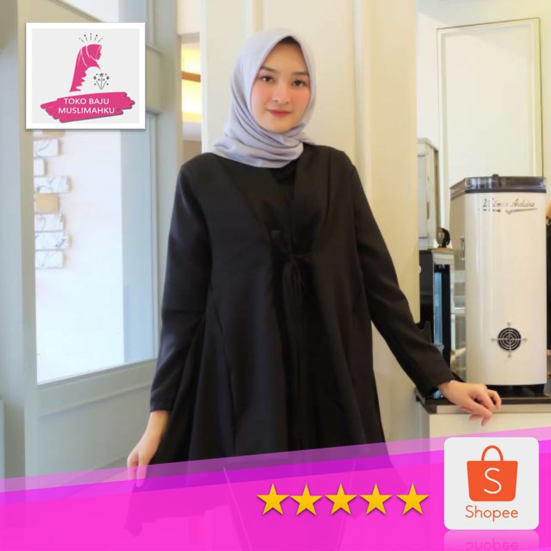 Muslimah Zerlinda Blouse Hitam / Atasan Murah / Atasan Terbaru / Kekininan / baju pesta / Modis