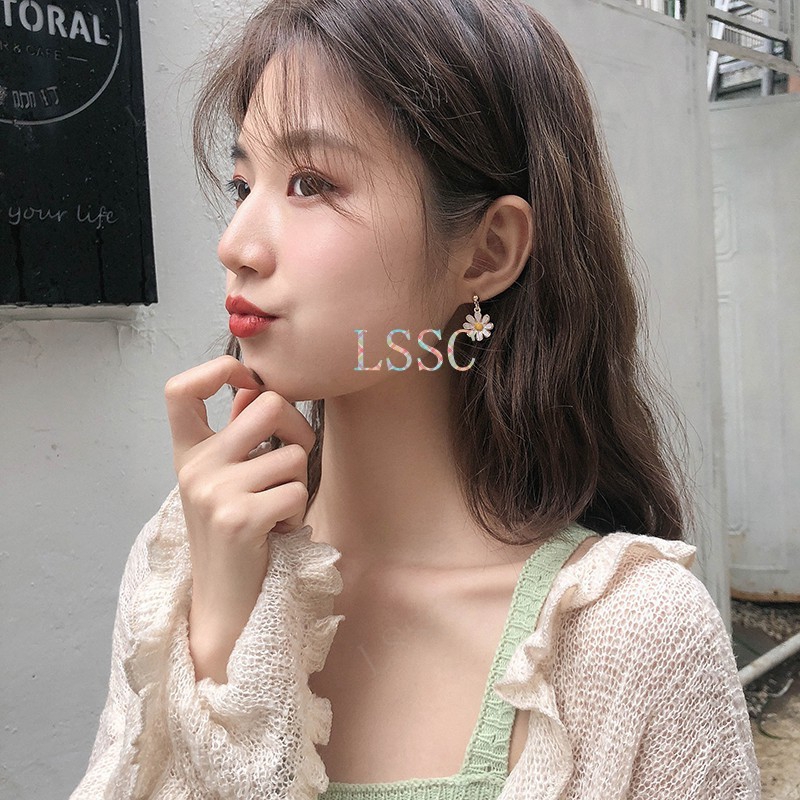 [Bayar Di Tempat] 2021 Korea Mode Bunga Daisy Anting Panjang Untuk Wanita Flower Earrings