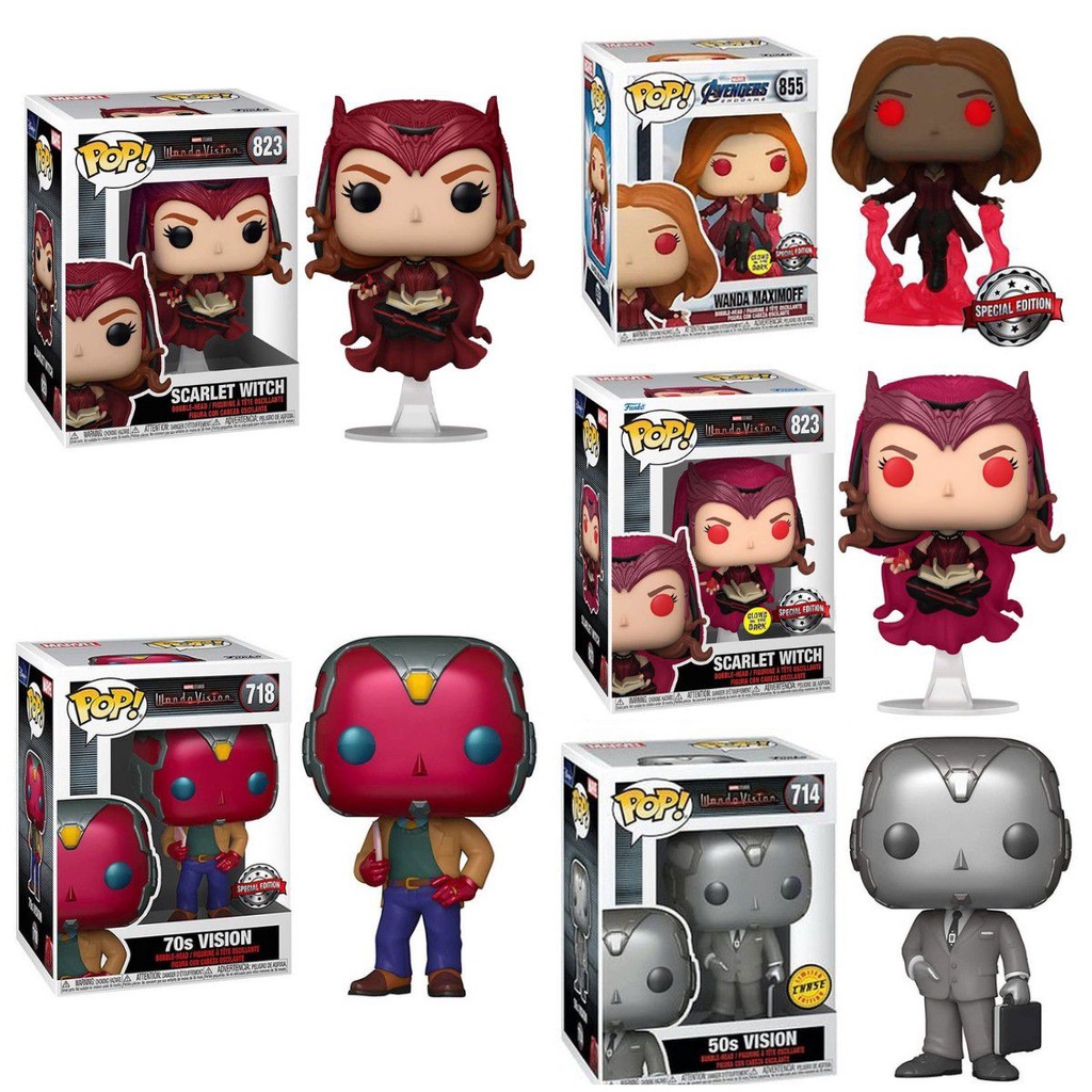 FUNKO POP Marvel Scarlet Witch Vision Night Glowing Doll Figure Kids Toy Gift