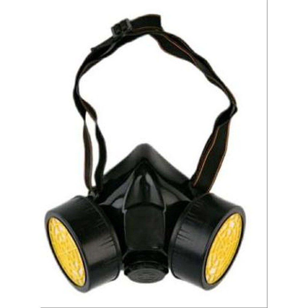 MASKER RESPIRATOR CHEMICAL DOUBLE + FILTER CARBON PELINDUNG Gas, Kabut