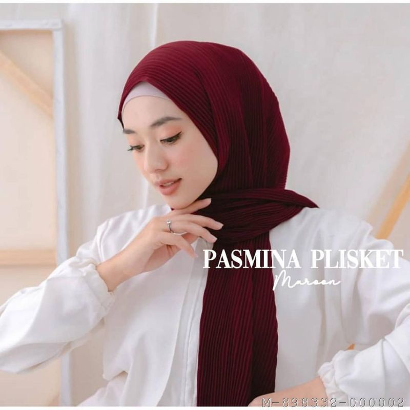 HIJAB WANITA PASHMINA PLISKET FULL HYGET VYLI-046Variasi：RANDOM WARNA, HITAM, NAVY, ABU DARK GREY, M