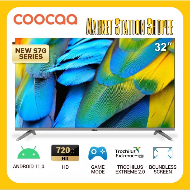 Smart Android TV Coocaa 32 Inch HD 32S7G Frameless Android 11 Digital DVBT2