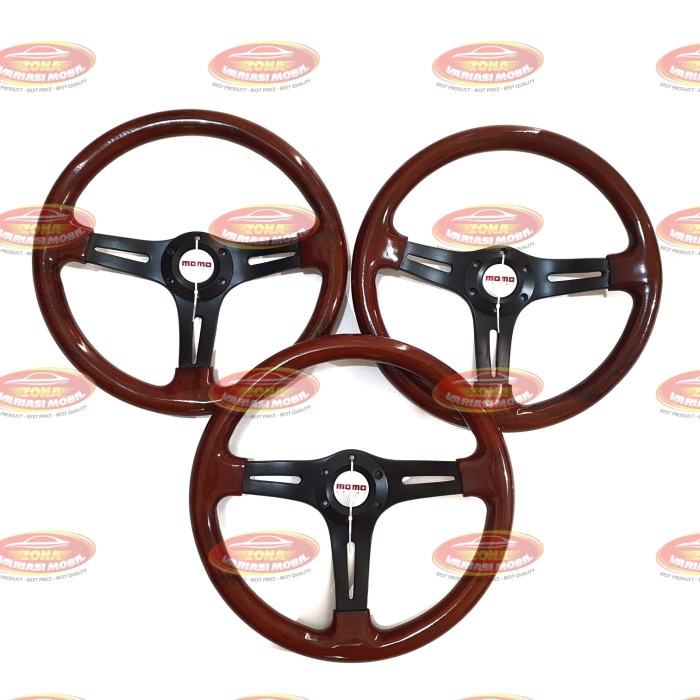 Stir Steer Setir Racing Mobil Universal Kayu Jati Asli Klasik 14 Inch