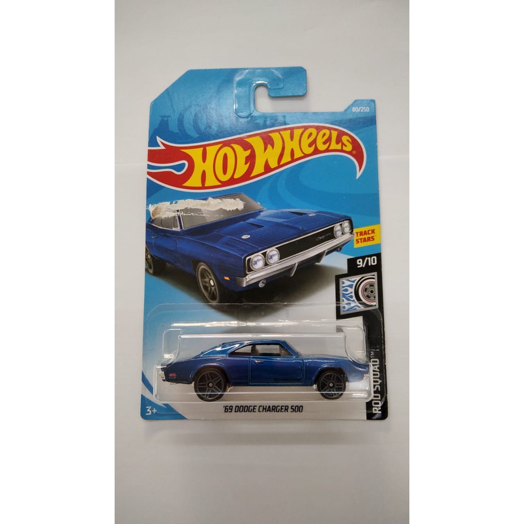 KERUT 69 Dodge Charger 500 Blue Rod Squad 80/250 Track Stars HW Hotwheels Diecast Mobil Mainan Anak